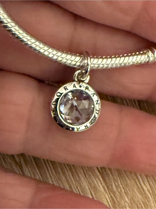 Pandora Jewelry - Pandora Silver Dangle Charm with Clear Faceted Stone